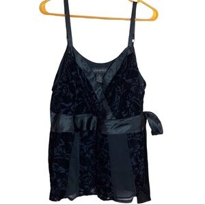 Lane Bryant sz 18 black velvet and satin side tie tank top blouse cami